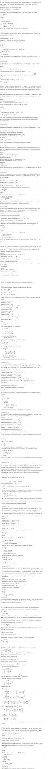 Class 12 Physics Chapter 4 Moving Charges and Magnetism