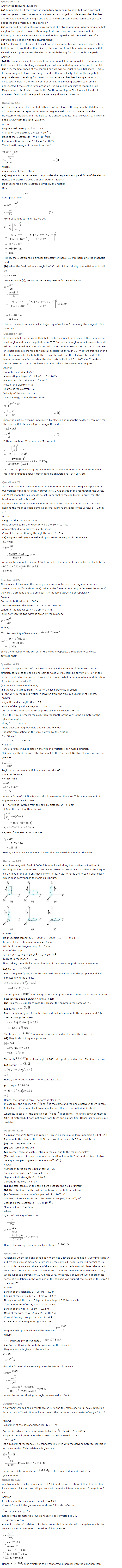 Class 12 Physics Chapter 4 Moving Charges and Magnetism
