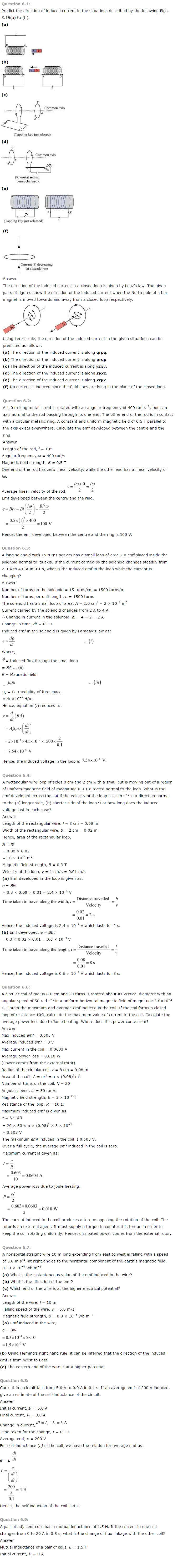 class 12 physics electromagnetic induction ncert solution