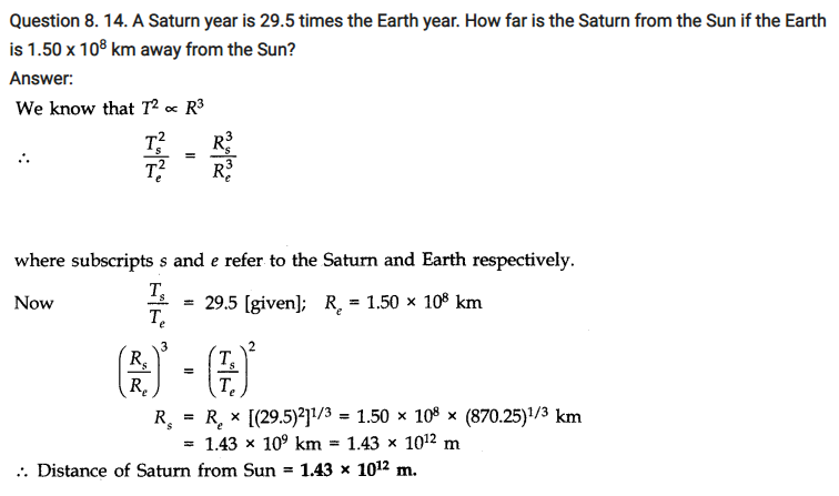 NCERT Solutions for Class 11 Physics Chapter 8 Gravitation