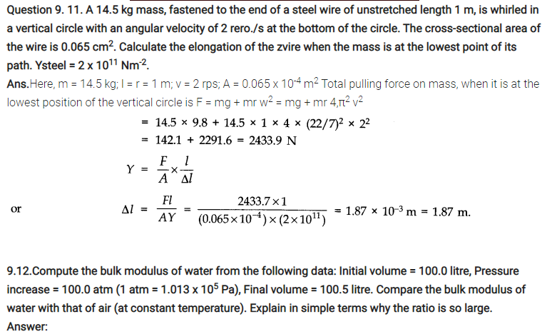 Class 11 Physics Mechanical Properties of Solids Notes