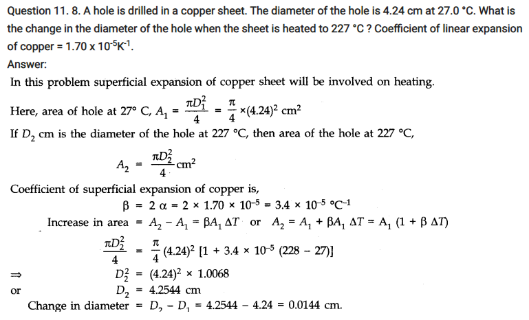 Thermal Properties of Matter Notes and NCERT Solution for class 11th