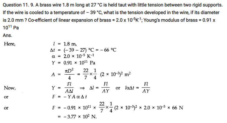 Thermal Properties of Matter Notes and NCERT Solution for class 11th
