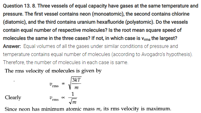 Class 11 Physics Chapter 13 Kinetic Theory Notes & NCERT Solution