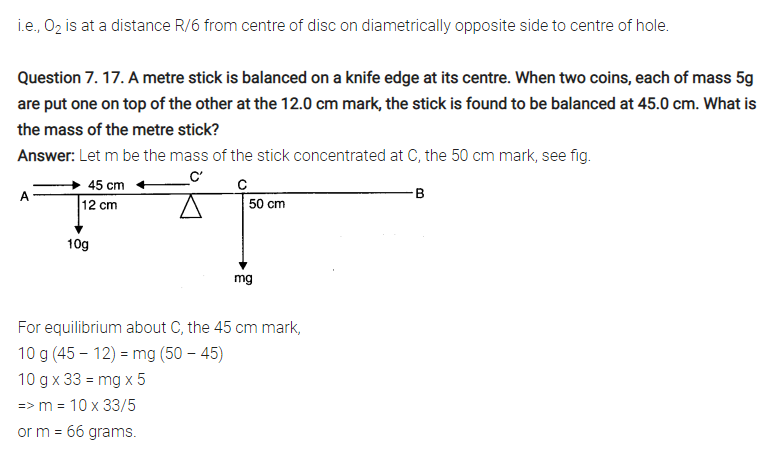 Class 11 Physics Rotational Motion Notes and NCERT Solution