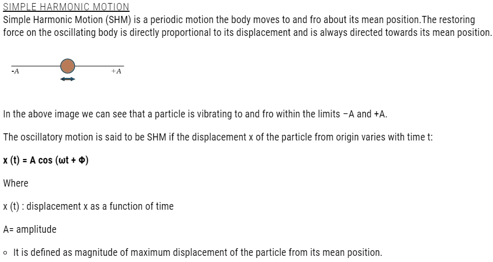 Class 11 Physics Chapter 14 Oscillations Notes and NCERT Solution. www.free-education.in provide study material to excel in exam.