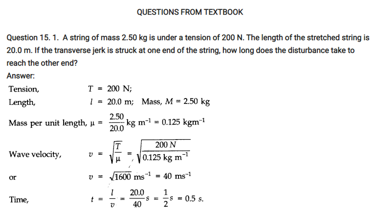 Physics Waves Notes and NCERT Solution of Class 11th.