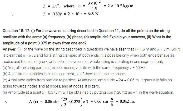 Physics Waves Notes and NCERT Solution of Class 11th.