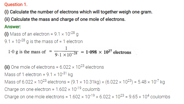 Class 11th Chemistry Chapter 2 Structure of Atom Notes and NCERT Solution